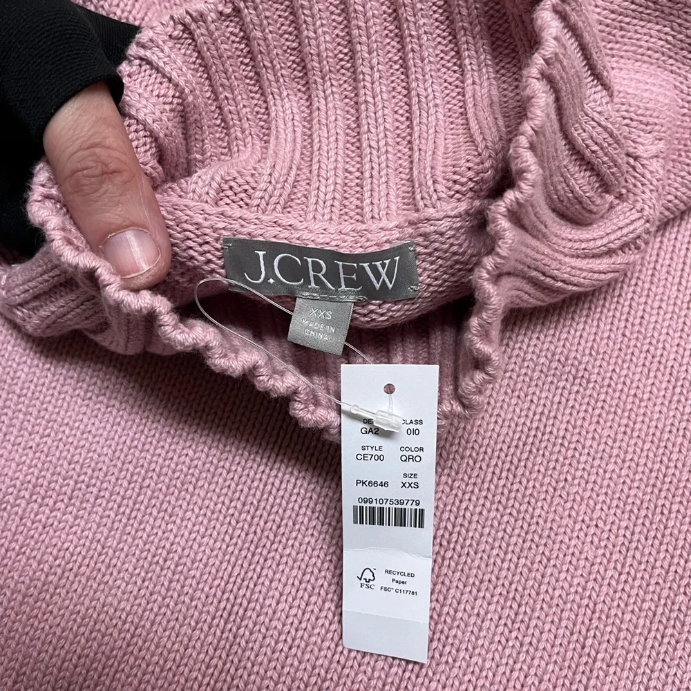 NWT J.Crew XXS pink cotton turtleneck sweater
